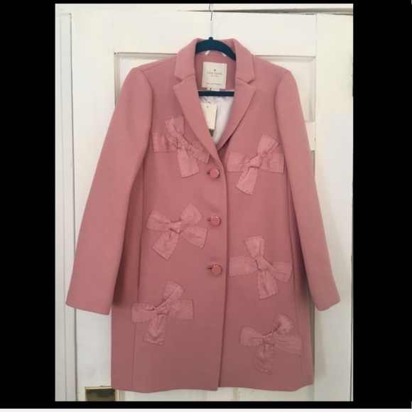 kate spade Jackets & Blazers - NWT Kate Spade Wool Stitched Bow Coat, Pink, Size 6